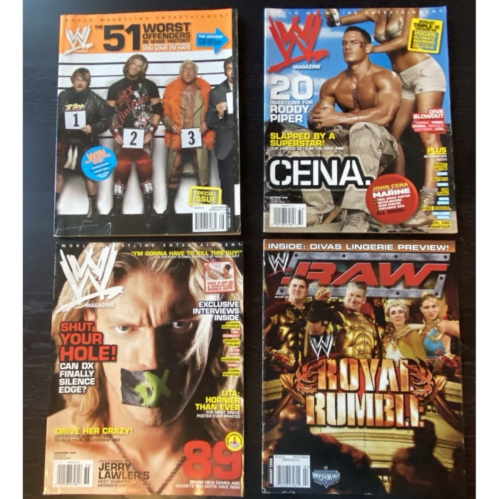 Lof of 4 2006 WWE Magazines Raw‎ Royal Rumble Cena Edge McMahon Poster Foldout